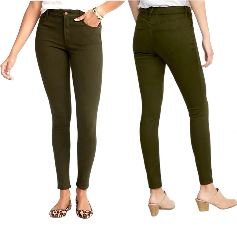 Old Navy Olive Green Super Skinny Rockstar Jeans - Picture 3 of 11